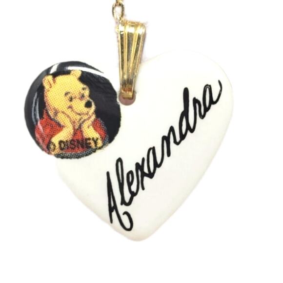 Disney Winnie the Pooh White Heart Porcelain Name Necklace - Picture 1 of 7
